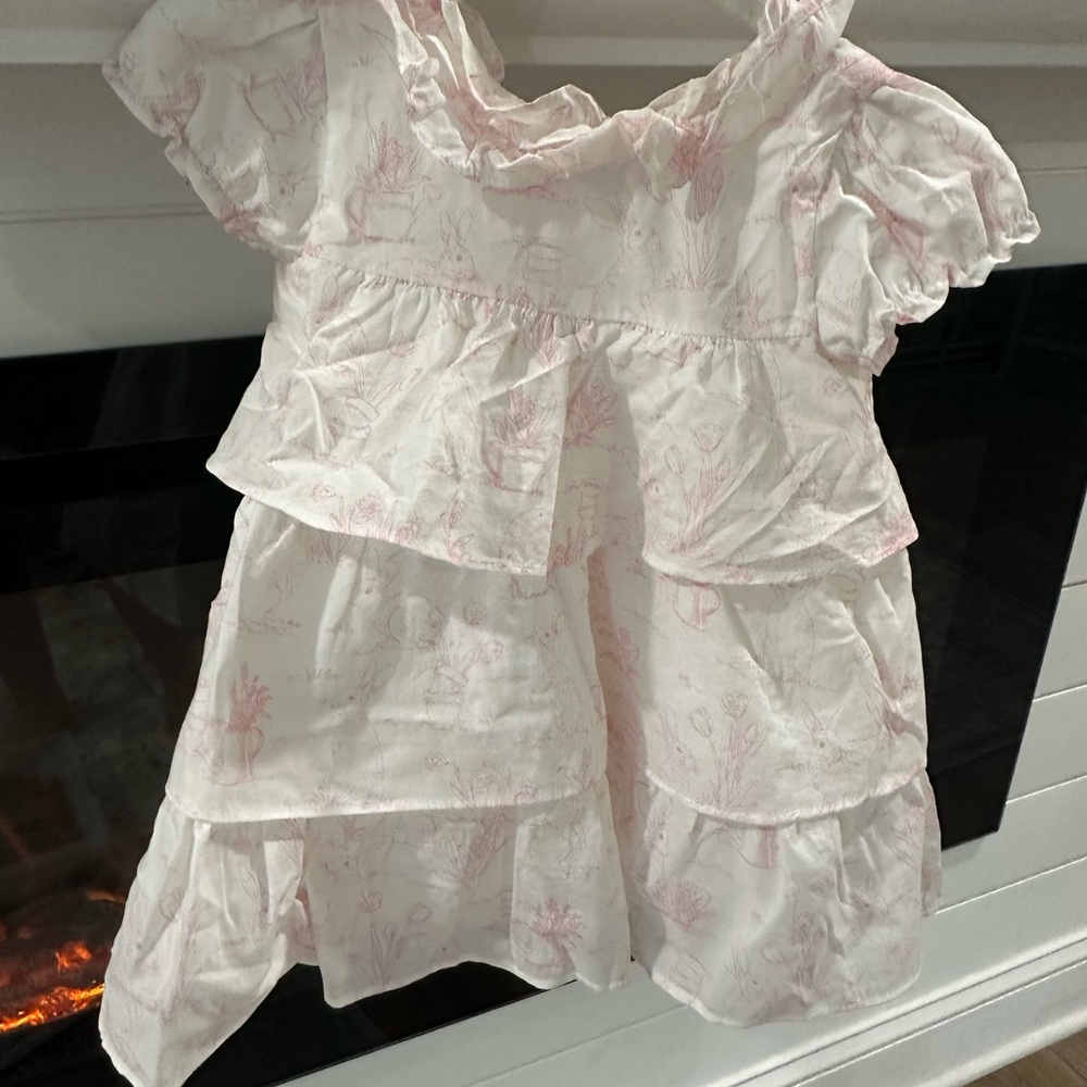Janie and Jack White Dress with Light Pink Print